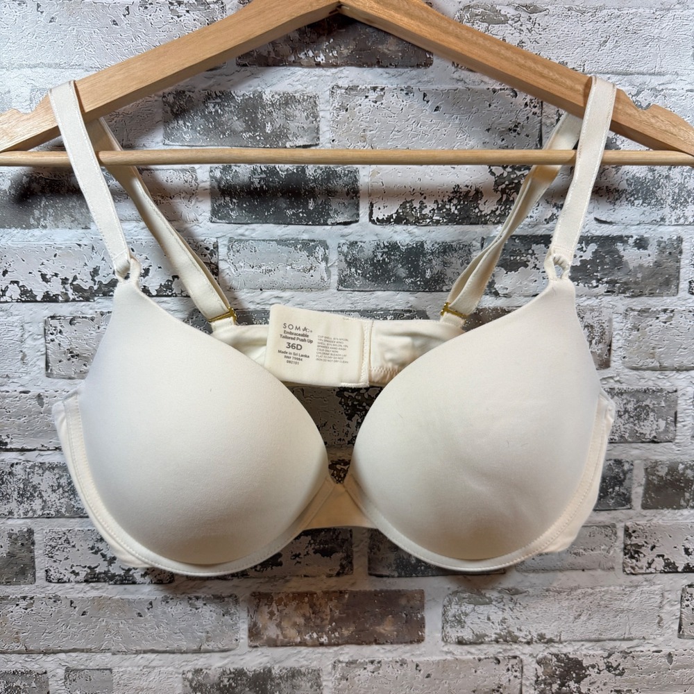 Soma Embraceable Tailored Push Up Bra 36D Ivory Off White Underwire 082101